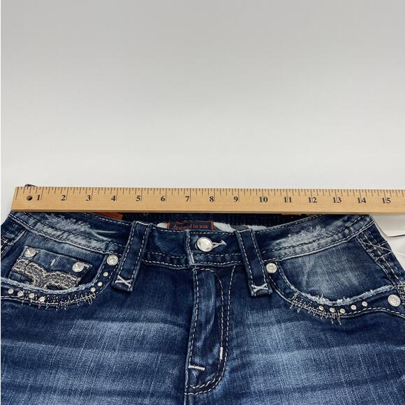 New ROCK REVIVAL Jeans Size 26 Kerra Easy Skinny Embellished Bling Y2K Jeans - Picture 5 of 9